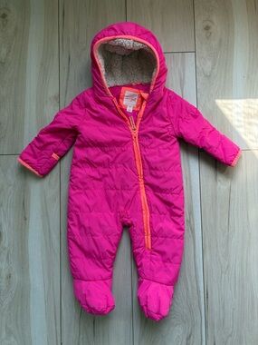 Cat & Jack Pink Snowsuit Baby 9M Hooded Bunting Winter One Piece